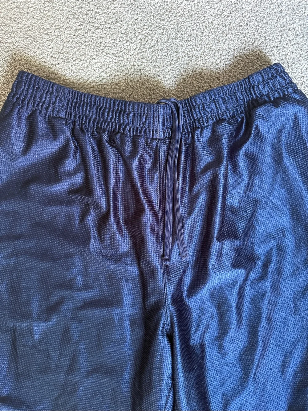 NBA Men's Dark Navy Athletic Basketball Shorts with White/Silver Accent. Size XL